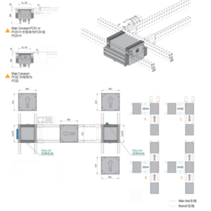 30kg lift and transverse conveyor unit for pallet system with vertical and horizontal movement