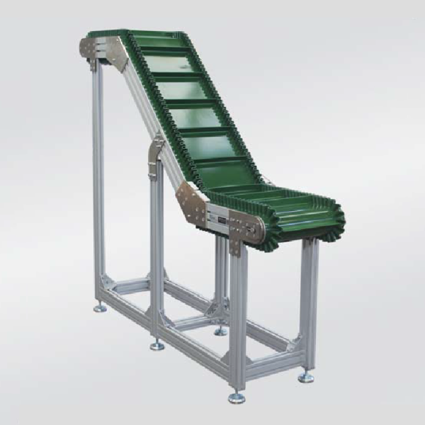 Incline belt conveyor with stainless steel sidewall