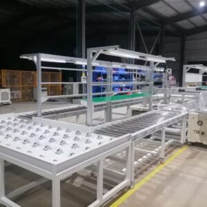 Stainless steel roller conveyor with platform