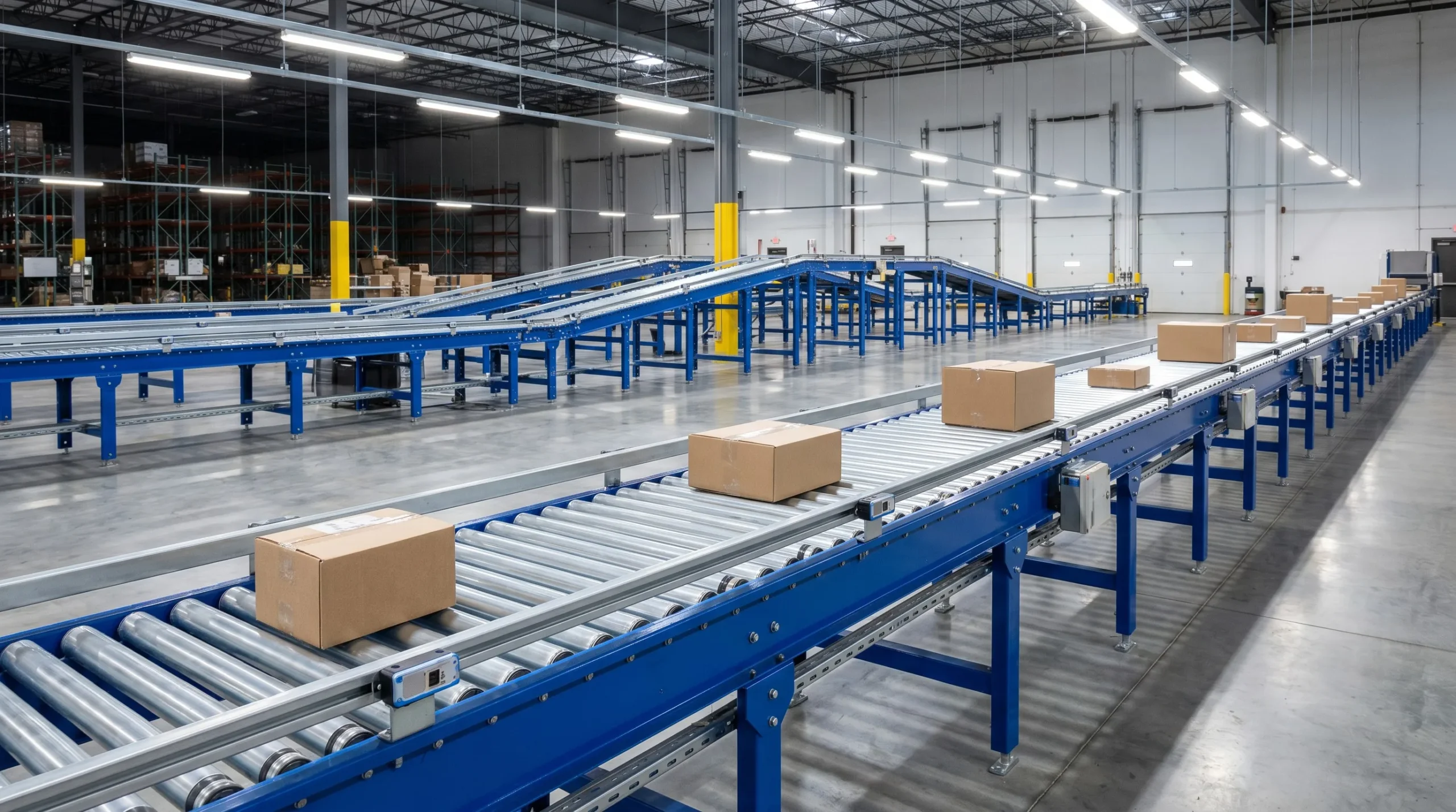 MDR conveyor with zero pressure accumulation zones in e-commerce warehouse automation